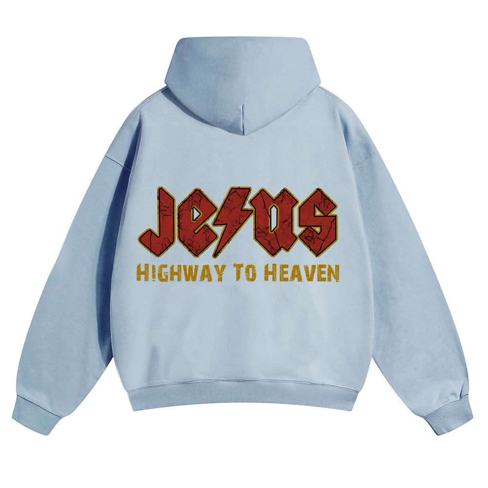 Jesus Highway To Heaven Unisex Solid Color Hoodie wearishow