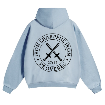Iron Sharpens Iron PRVOERBS 27:17 Christian Unisex Solid Color Hoodie wearishow