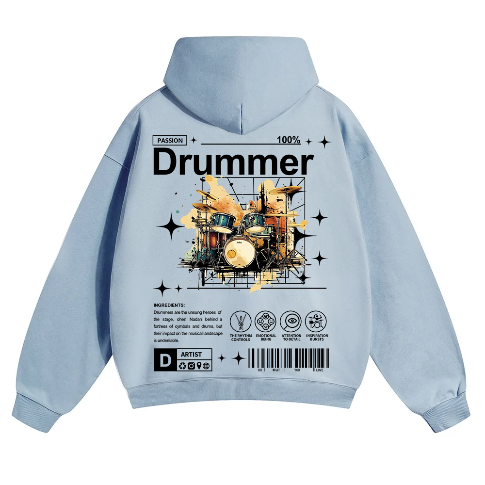 Drummer Unisex Solid Color Hoodie wearishow