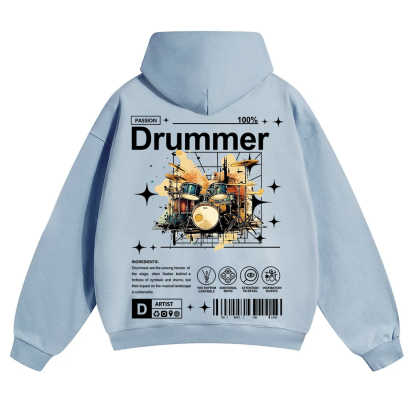 Drummer Unisex Solid Color Hoodie wearishow