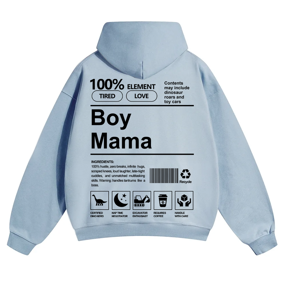 Boy Mama Unisex Solid Color Hoodie wearishow