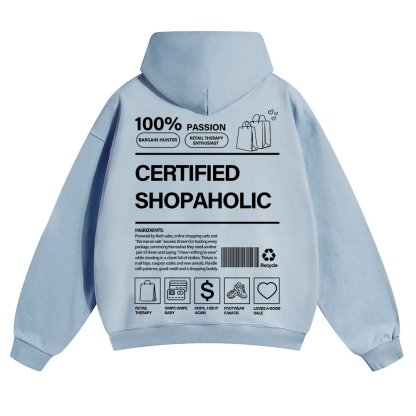 Certified Shopaholic Unisex Solid Color Hoodie wearishow