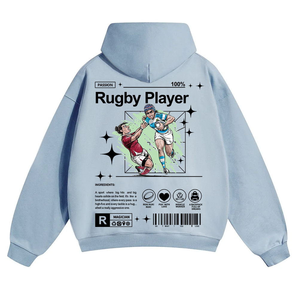 Rugby Player Unisex Solid Color Hoodie wearishow