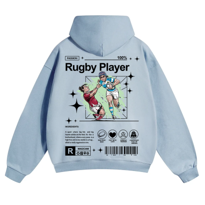 Rugby Player Unisex Solid Color Hoodie wearishow