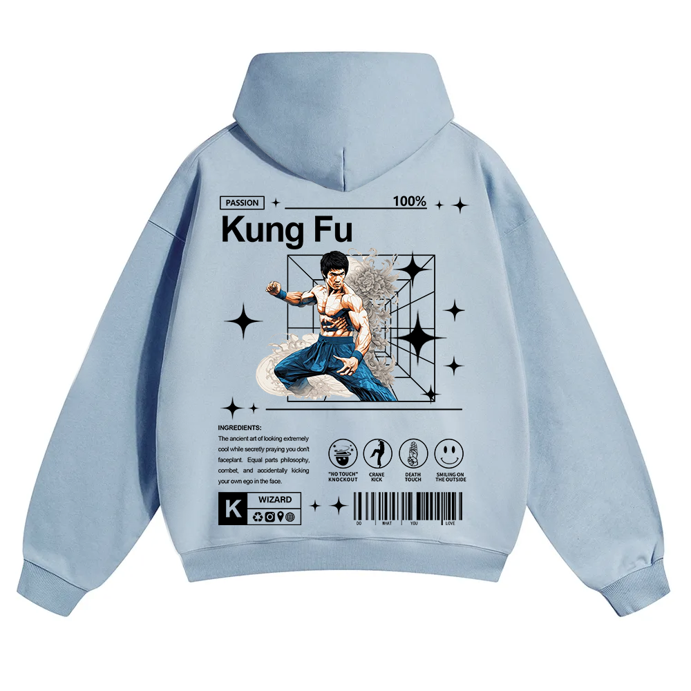 Kung Fu Unisex Solid Color Hoodie wearishow
