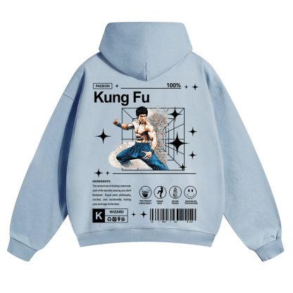 Kung Fu Unisex Solid Color Hoodie wearishow
