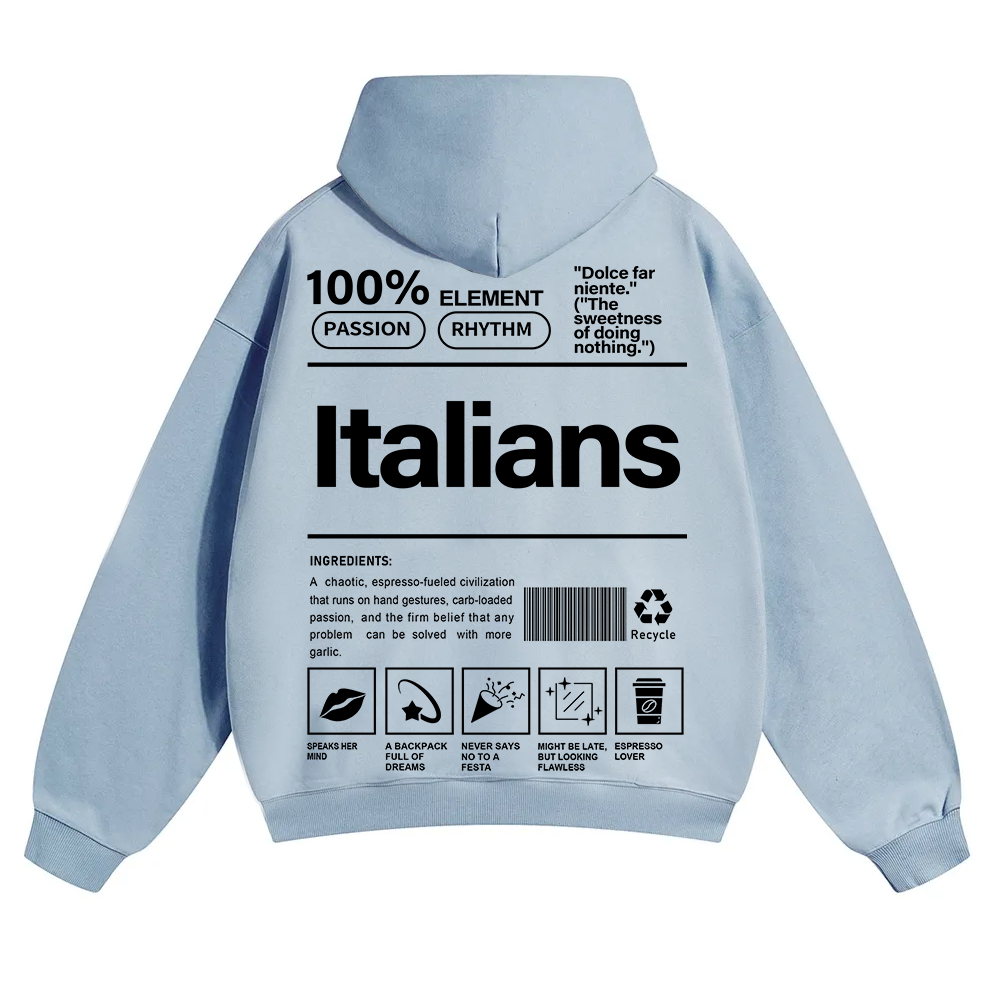 Italians Unisex Fit Color Hoodie wearishow