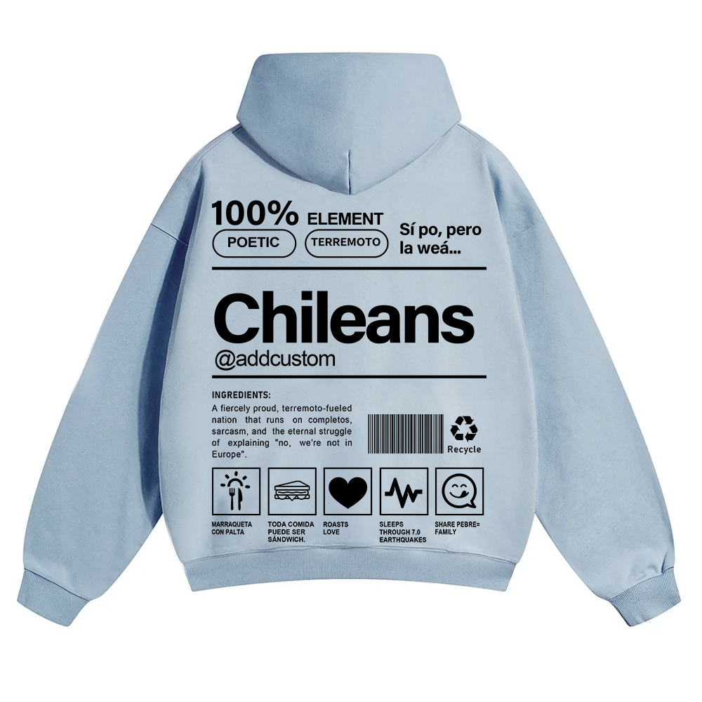 Chileans Addcustom Unisex Fit Color Hoodie wearishow