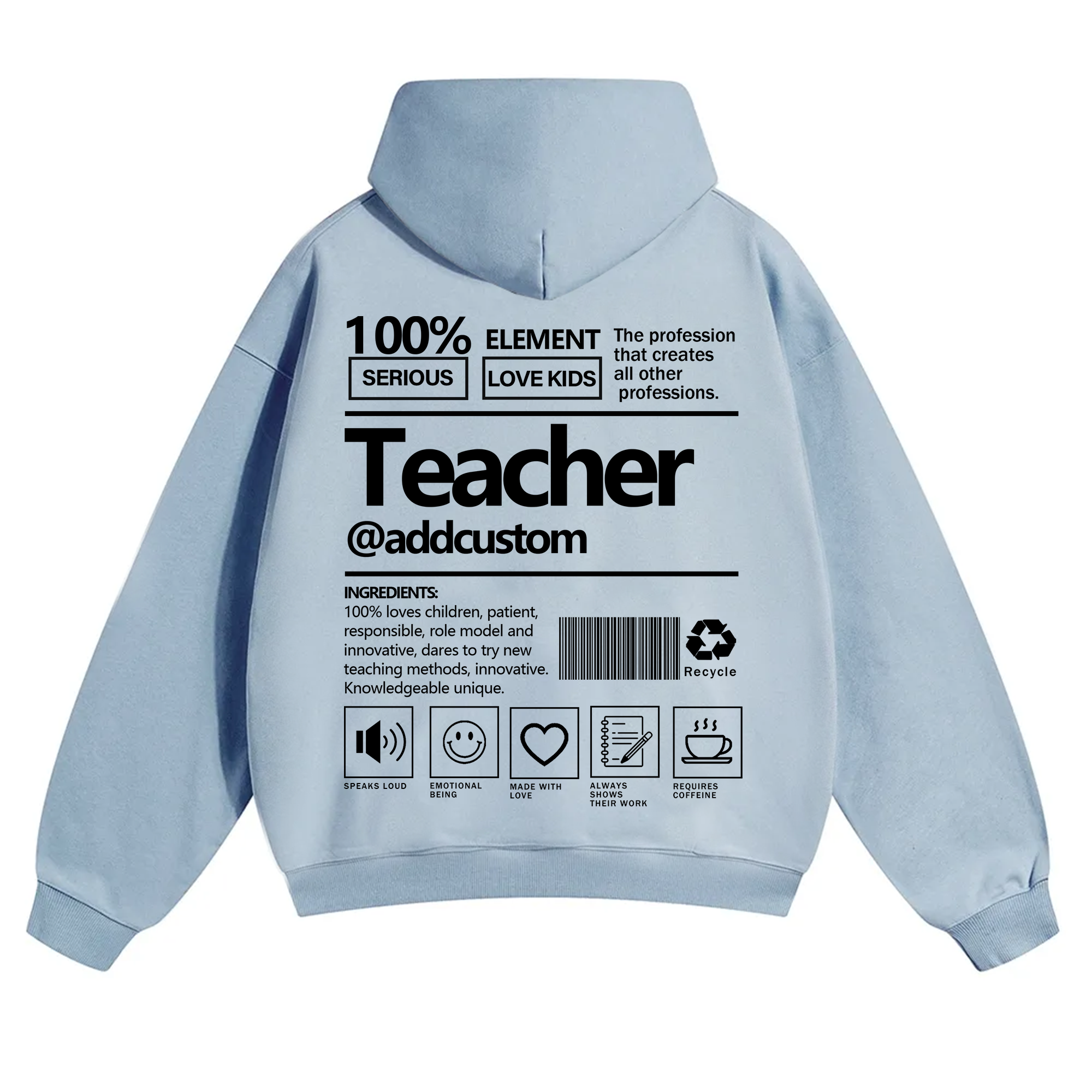 Teacher Addcustom Solid Color Hoodie wearishow
