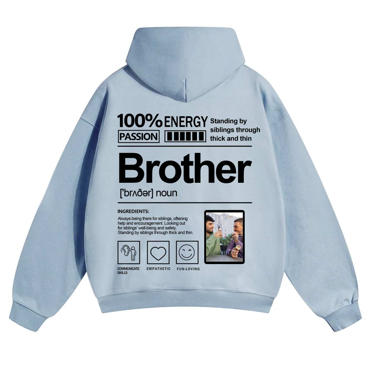 Addcustom Photo Brother Solid Color Hoodie