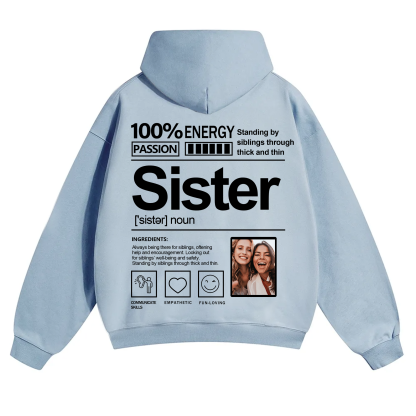 Addcustom Photo Sister Solid Color Hoodie