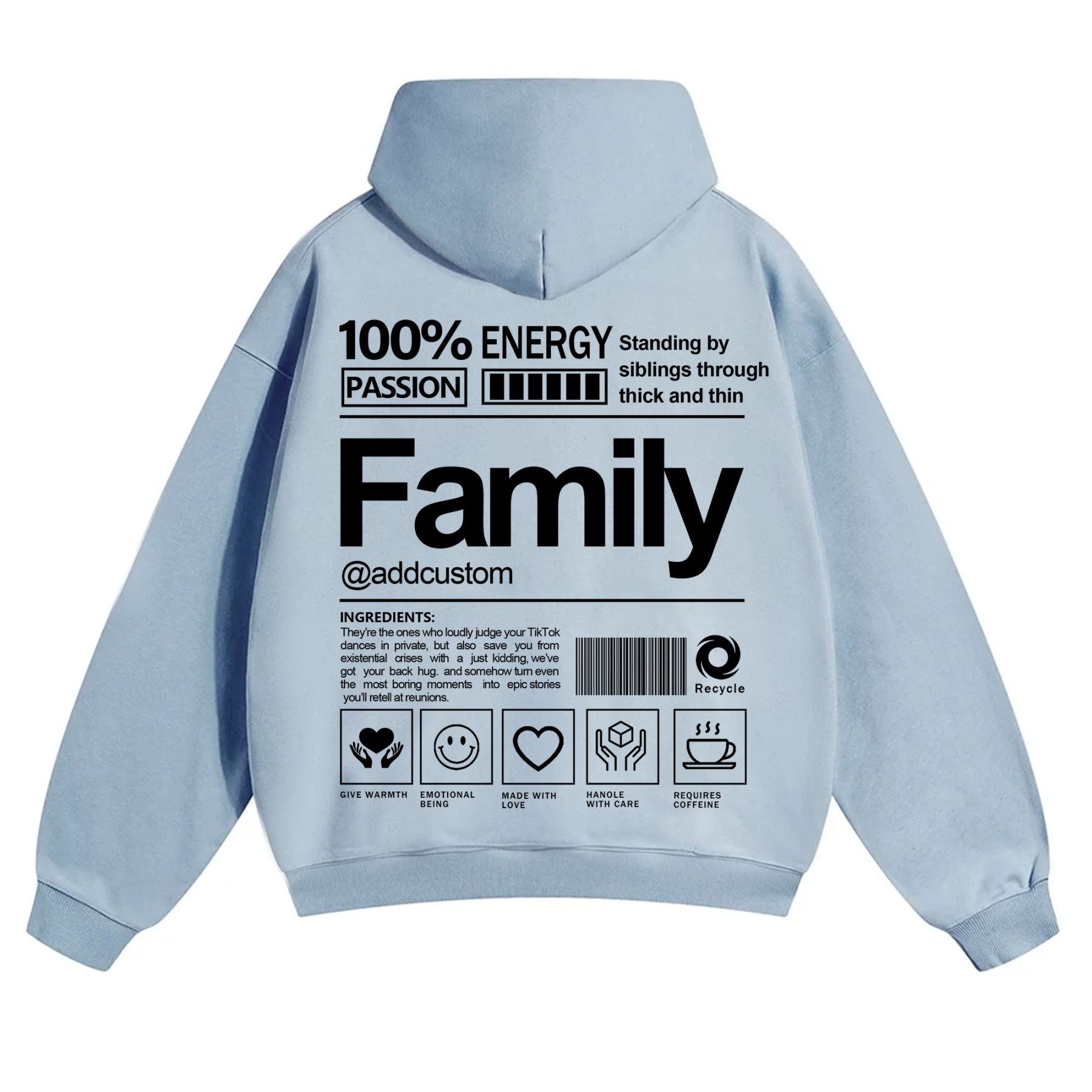 Family Addcustom Solid Color Hoodie