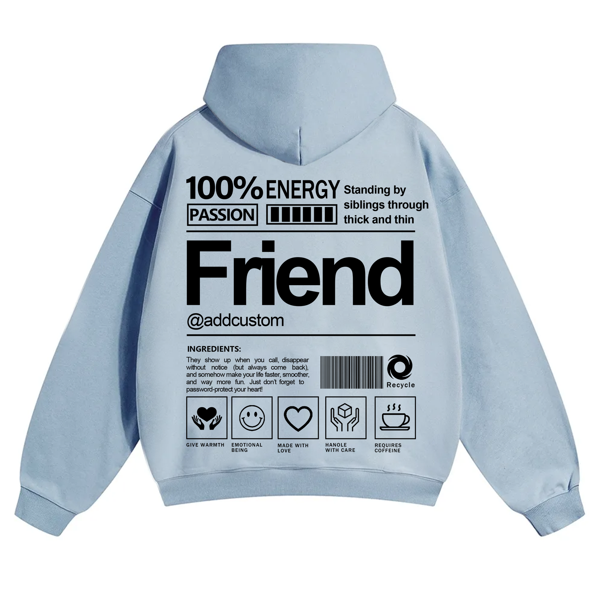 Friend Addcustom Solid Color Hoodie