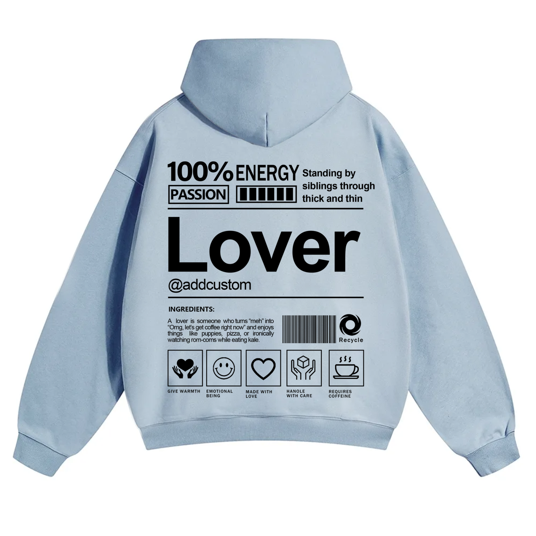 Lover Addcustom Solid Color Hoodie