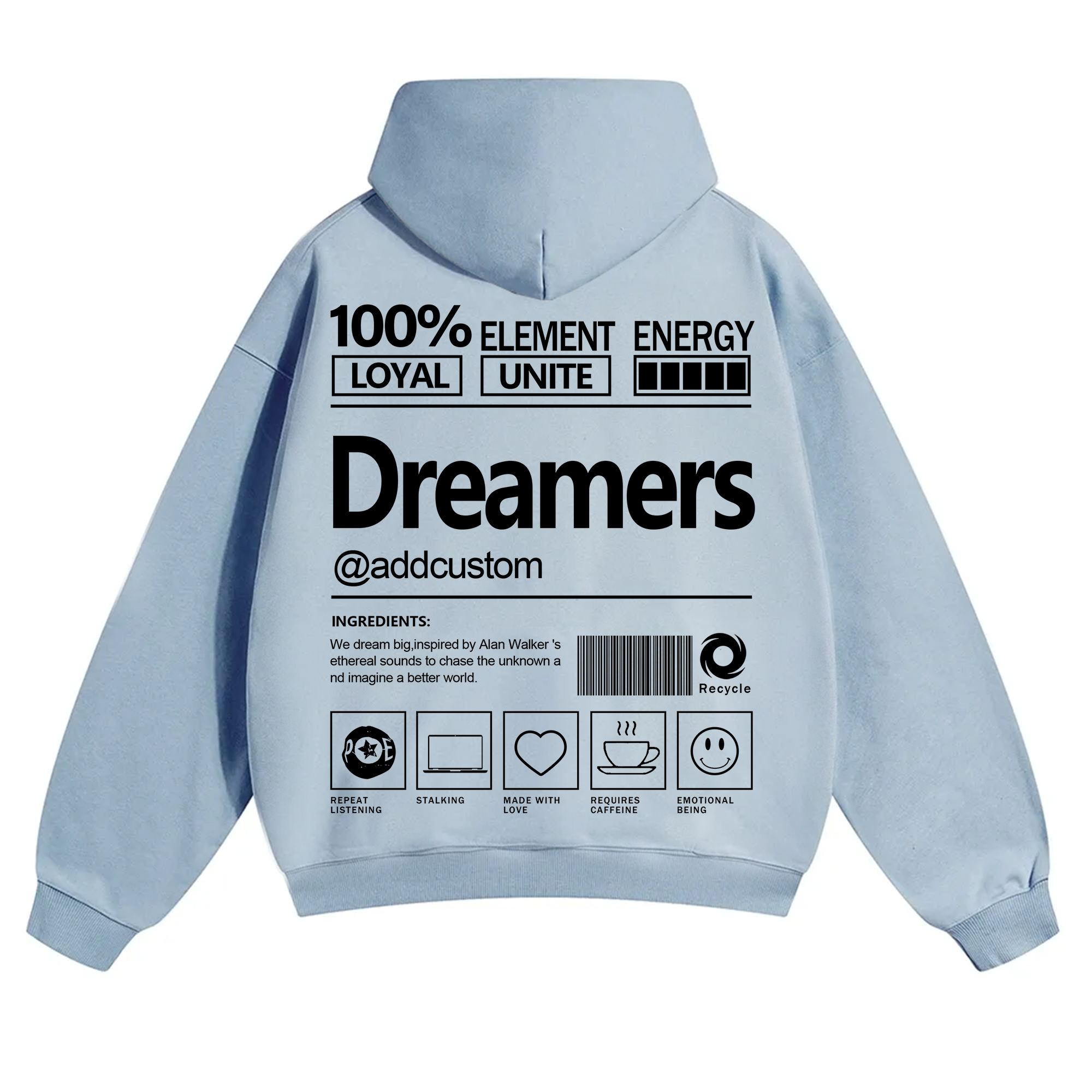 Dreamers Addcustom Unisex Fit Solid Color Hoodie