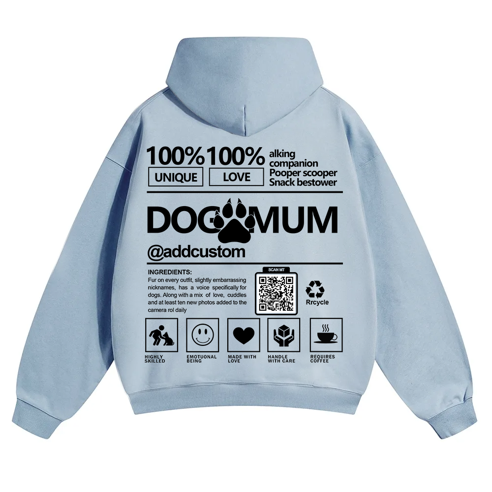 Dog Mum  Addcustom QR Code Name Solid Color Hoodie