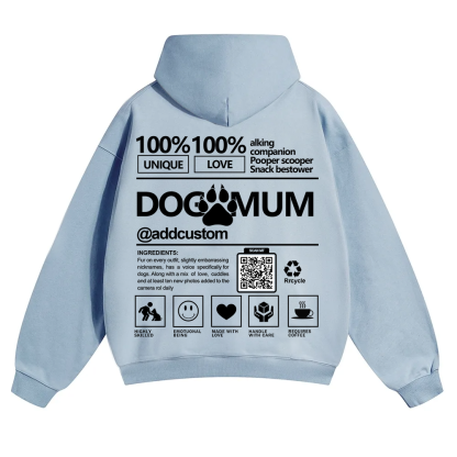 Dog Mum  Addcustom QR Code Name Solid Color Hoodie