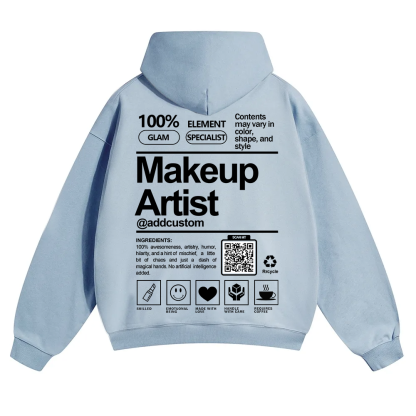 Wearishow Makeup Artist Addcustom QR Code Solid Color Hoodie
