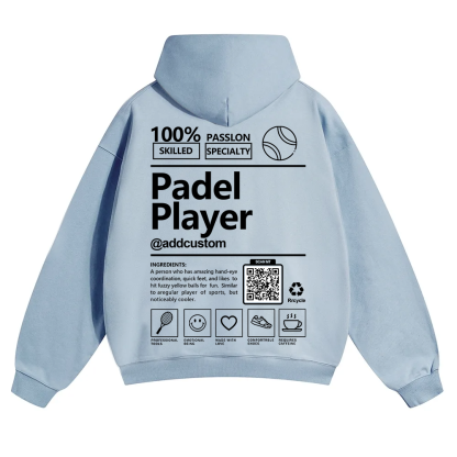 Padel player Addcustom QR Code Solid Color Hoodie wearishow