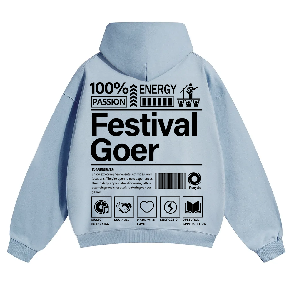 Festival Goer Solid Color Hoodie wearishow