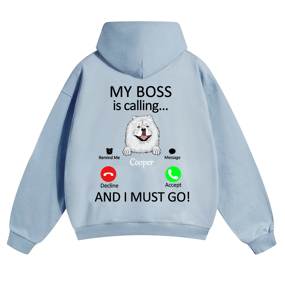 Dog Boss Calling - Personalized Custom Unisex Soild Color Hoodies wearishow