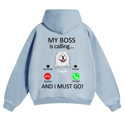 Dog Boss Calling - Personalized Custom Unisex Soild Color Hoodies wearishow