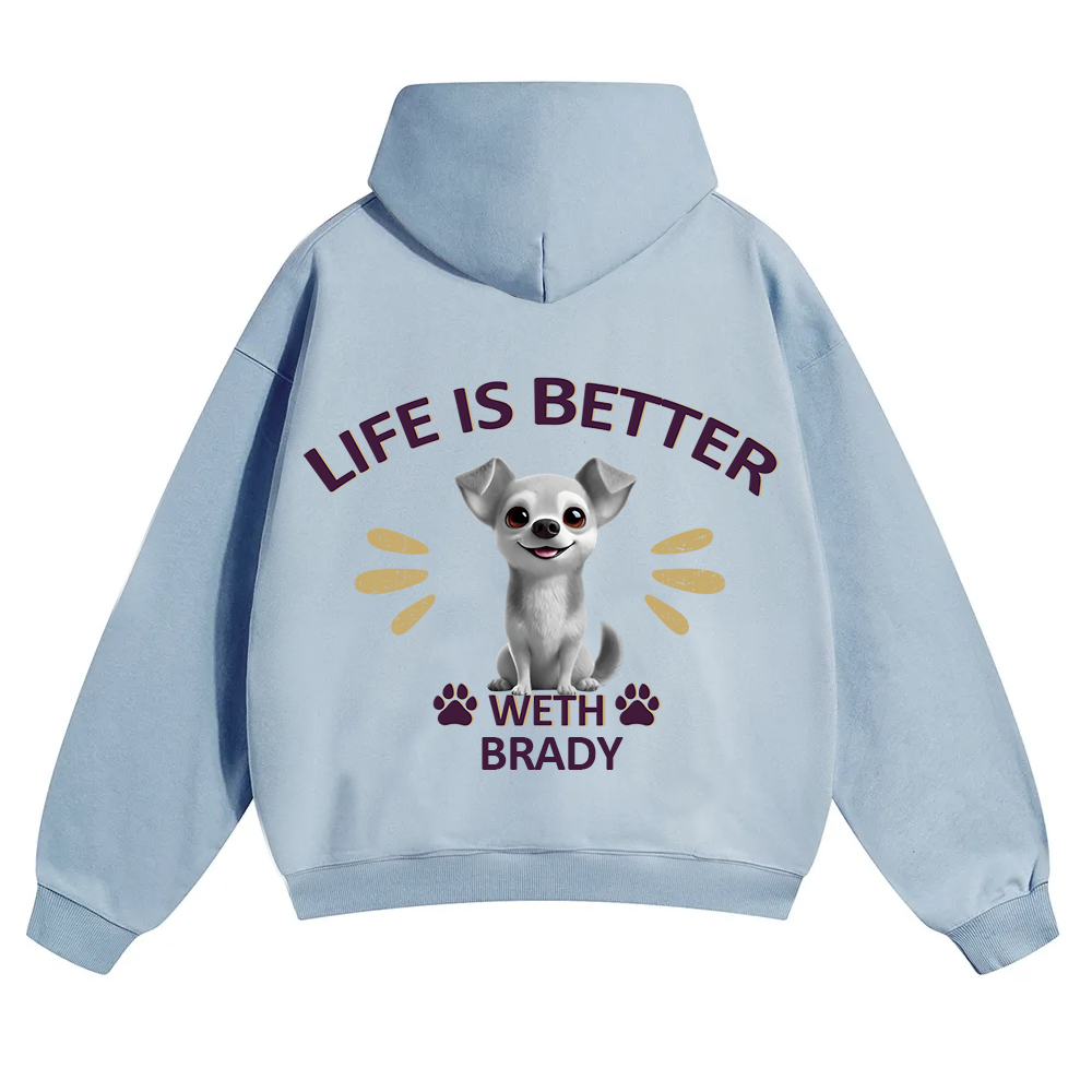 Better Life With My Dog - Personalized Custom Unisex Soild Color Hoodies wearishow