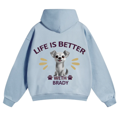 Better Life With My Dog - Personalized Custom Unisex Soild Color Hoodies wearishow