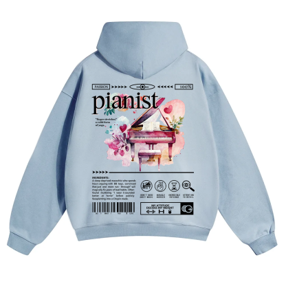 Pianist Unisex Solid Color Hoodie wearishow