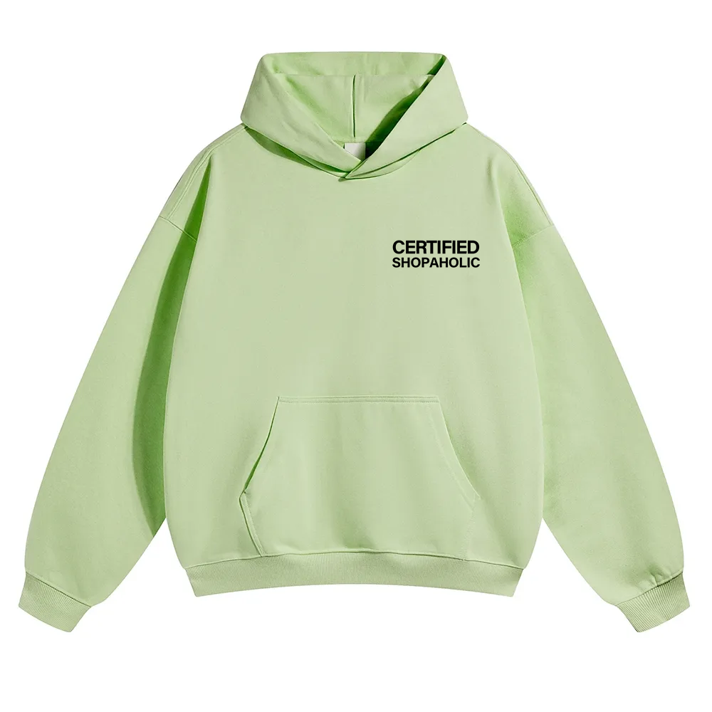 Certified Shopaholic Unisex Solid Color Hoodie wearishow