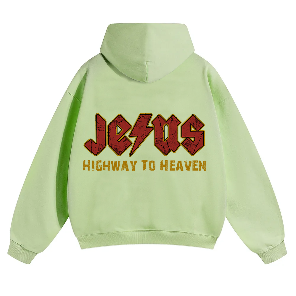 Jesus Highway To Heaven Unisex Solid Color Hoodie wearishow