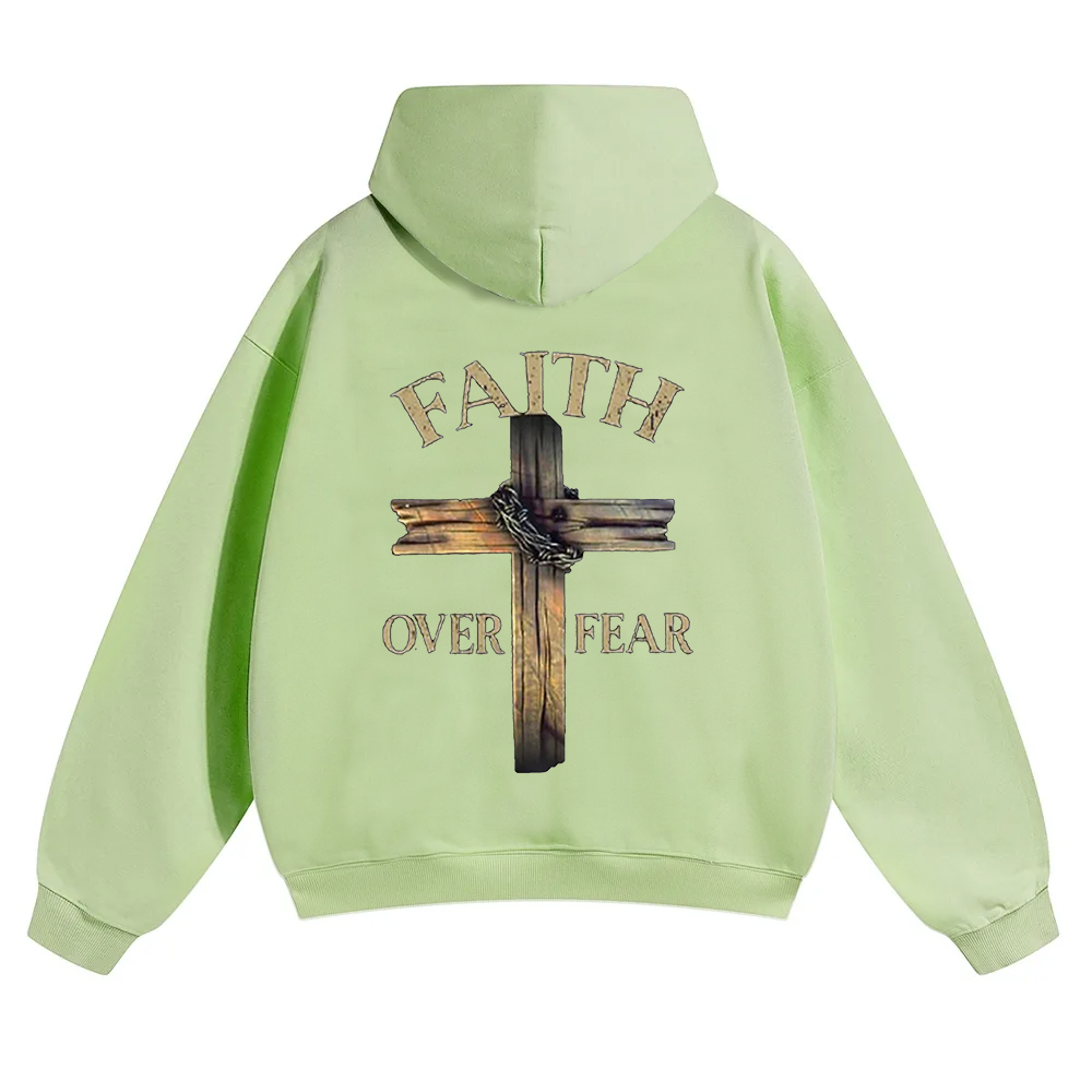 Faith Over Fear Cross Unisex Solid Color Hoodie wearishow