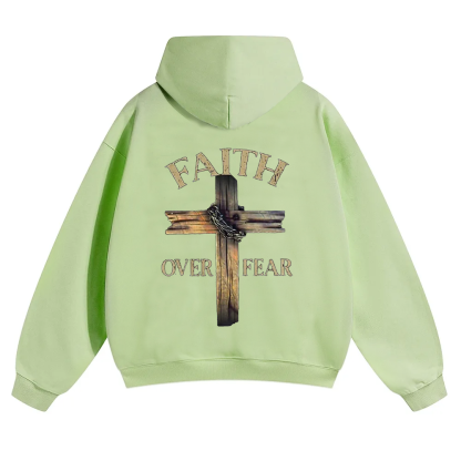 Faith Over Fear Cross Unisex Solid Color Hoodie wearishow