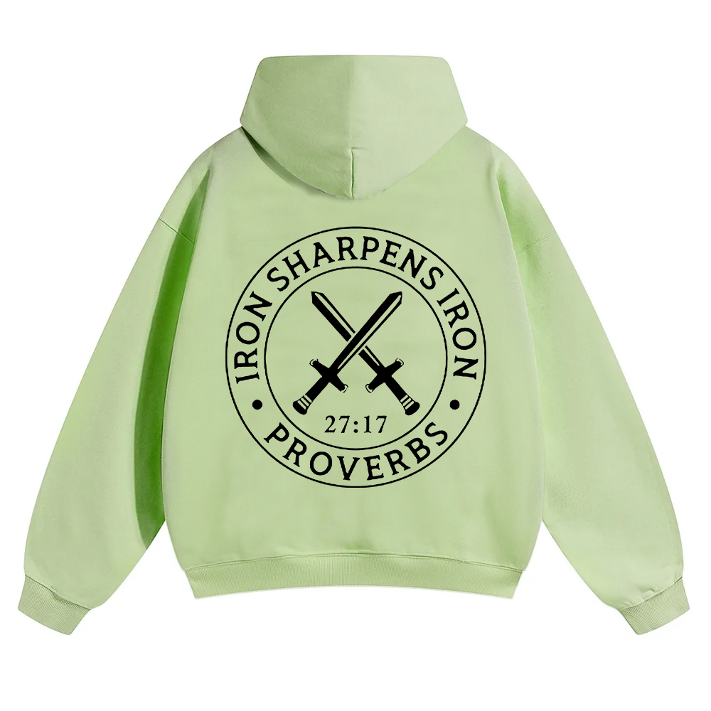 Iron Sharpens Iron PRVOERBS 27:17 Christian Unisex Solid Color Hoodie wearishow