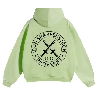 Iron Sharpens Iron PRVOERBS 27:17 Christian Unisex Solid Color Hoodie wearishow