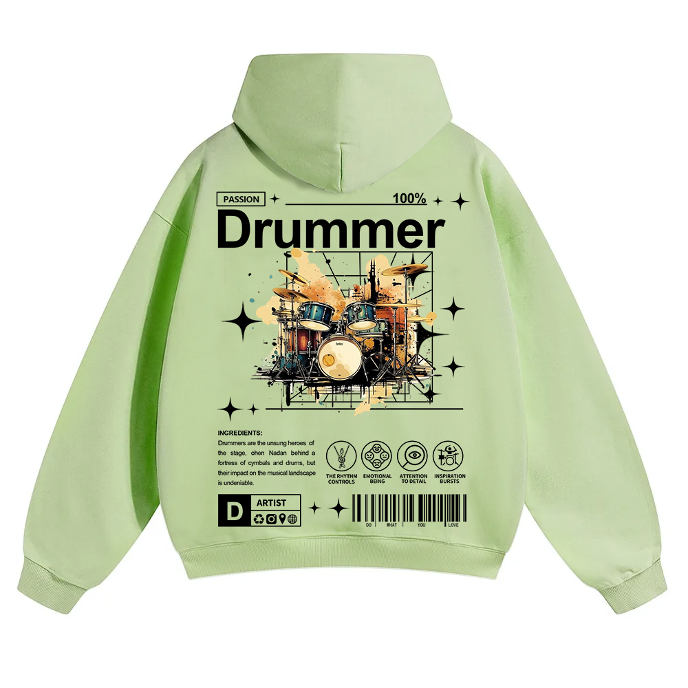 Drummer Unisex Solid Color Hoodie wearishow