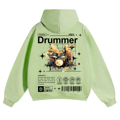 Drummer Unisex Solid Color Hoodie wearishow