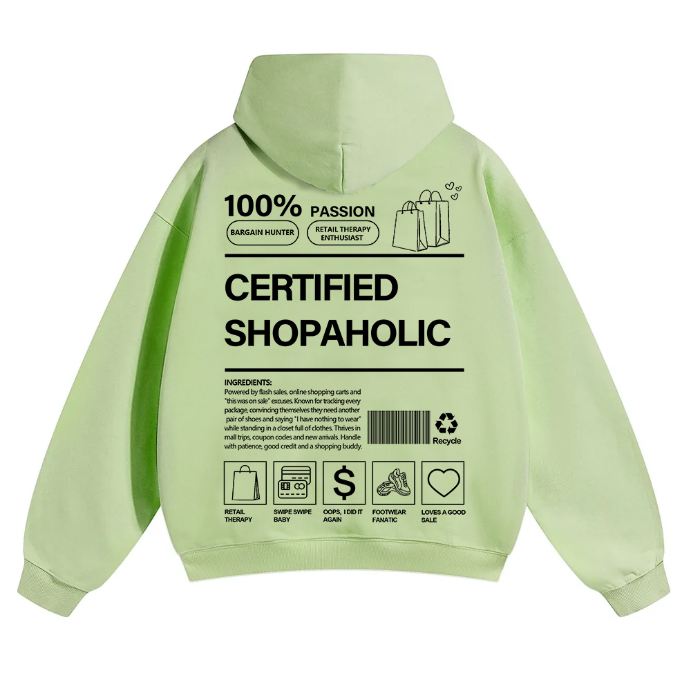 Certified Shopaholic Unisex Solid Color Hoodie wearishow