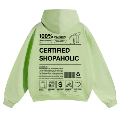 Certified Shopaholic Unisex Solid Color Hoodie wearishow