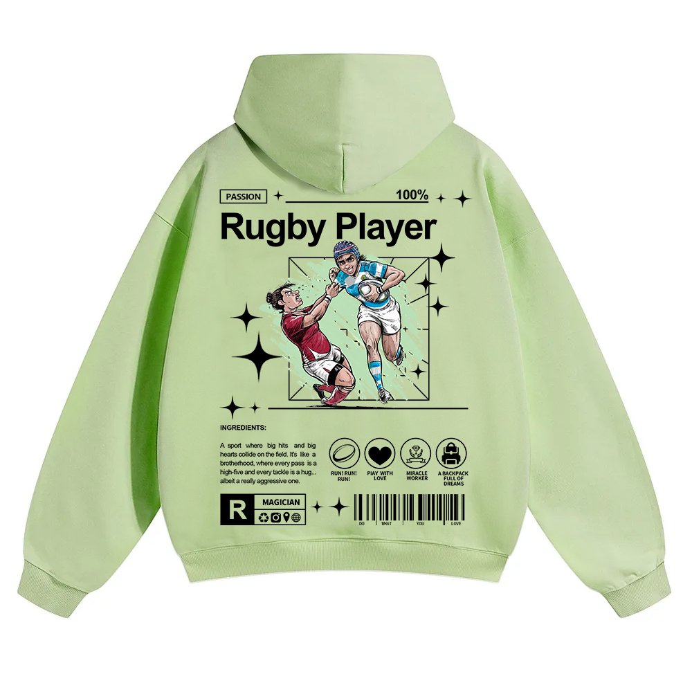 Rugby Player Unisex Solid Color Hoodie wearishow