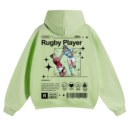 Rugby Player Unisex Solid Color Hoodie wearishow