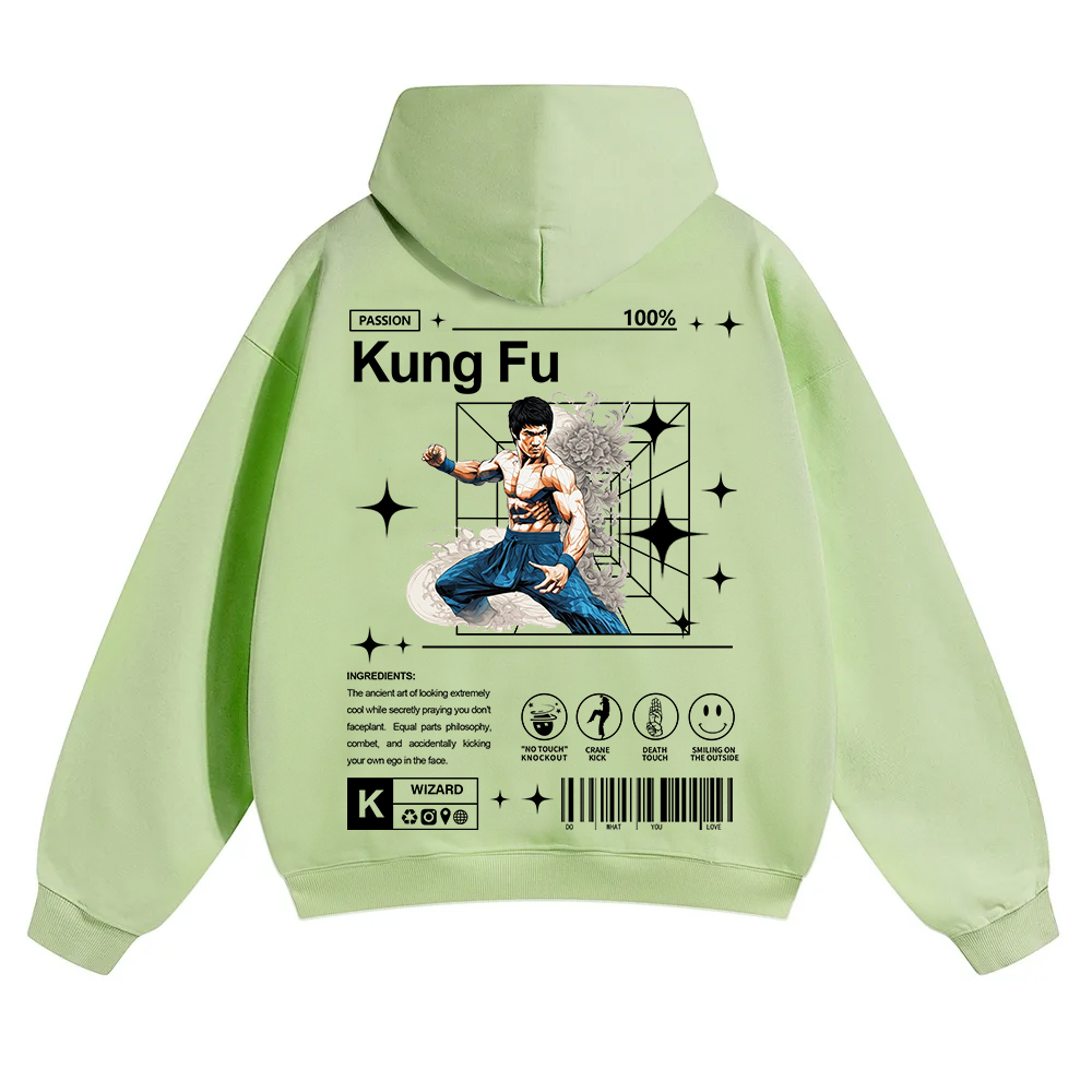 Kung Fu Unisex Solid Color Hoodie wearishow