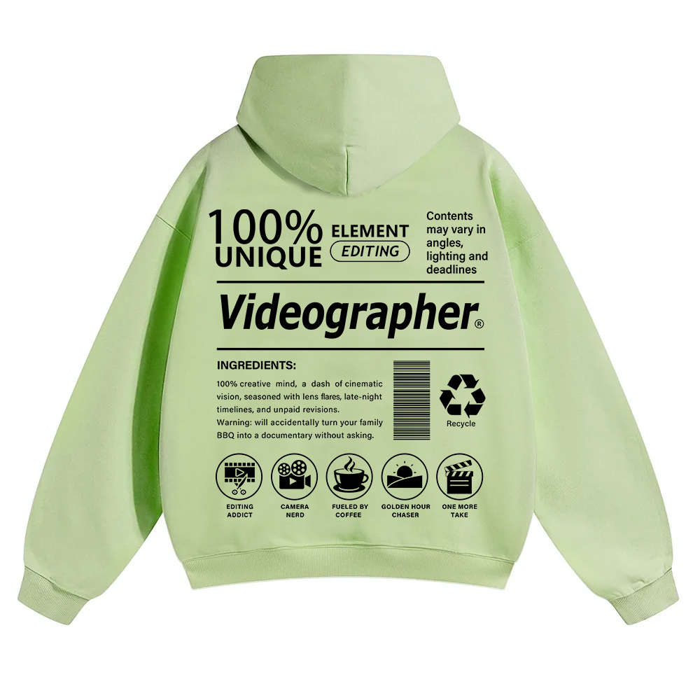 Videographer Unisex Solid Color Hoodie wearishow