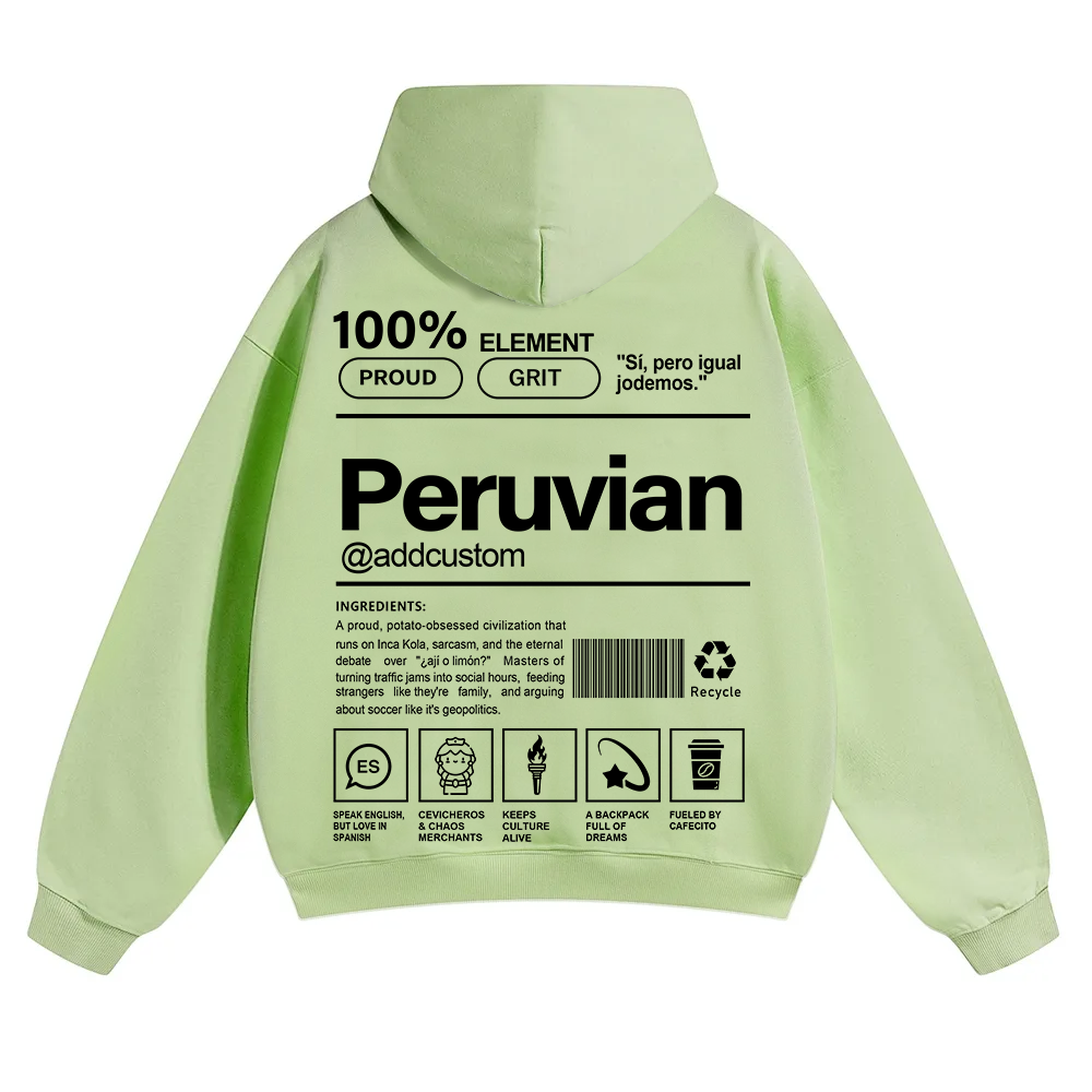 Peruvian Addcustom Unisex Fit Color Hoodie wearishow
