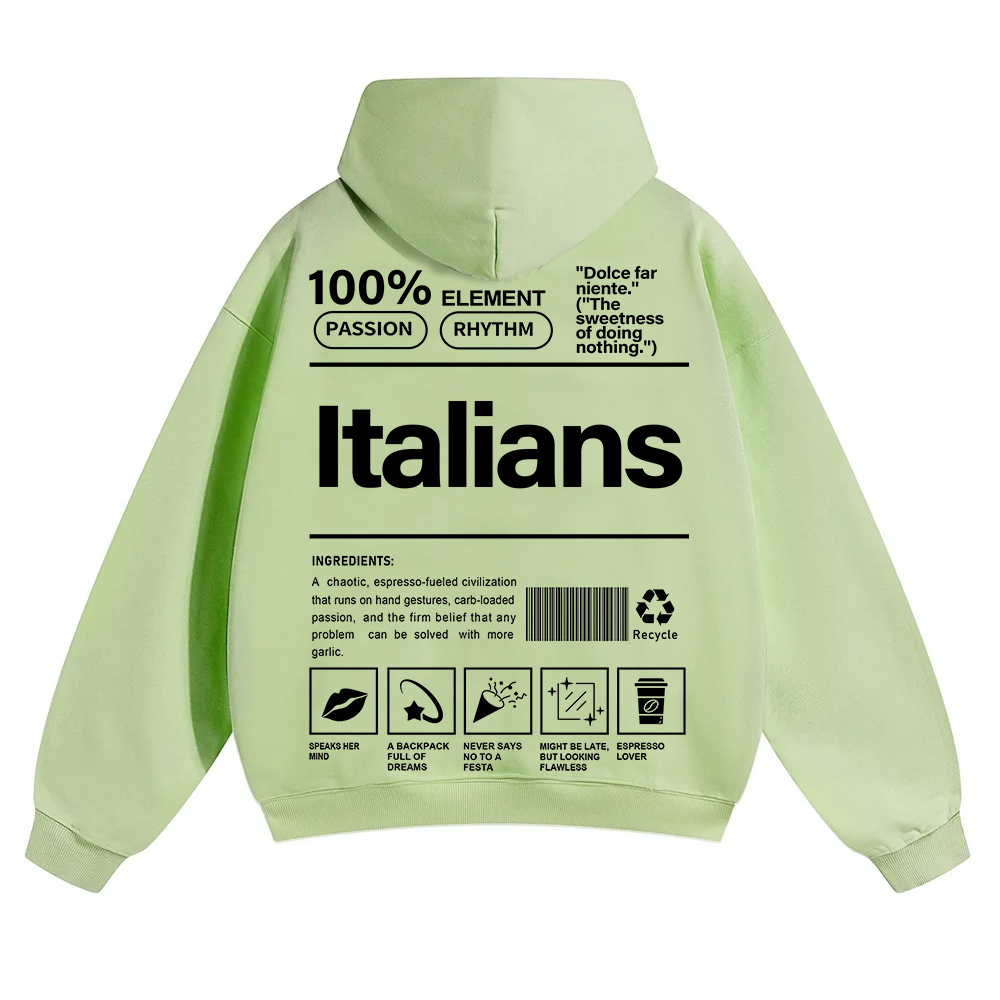 Italians Unisex Fit Color Hoodie wearishow