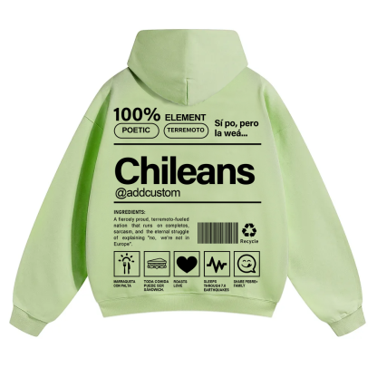 Chileans Addcustom Unisex Fit Color Hoodie wearishow