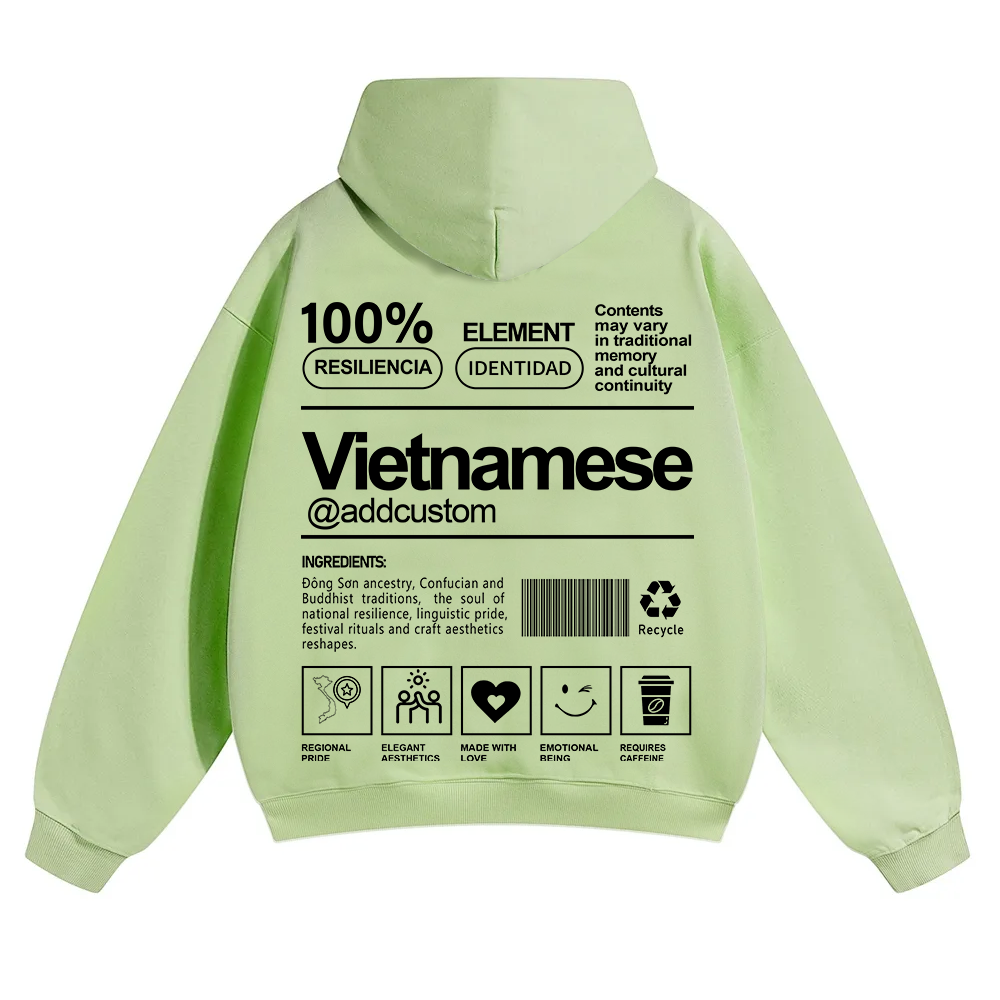 Vietnamese Addcustom Unisex Fit Color Hoodie wearishow