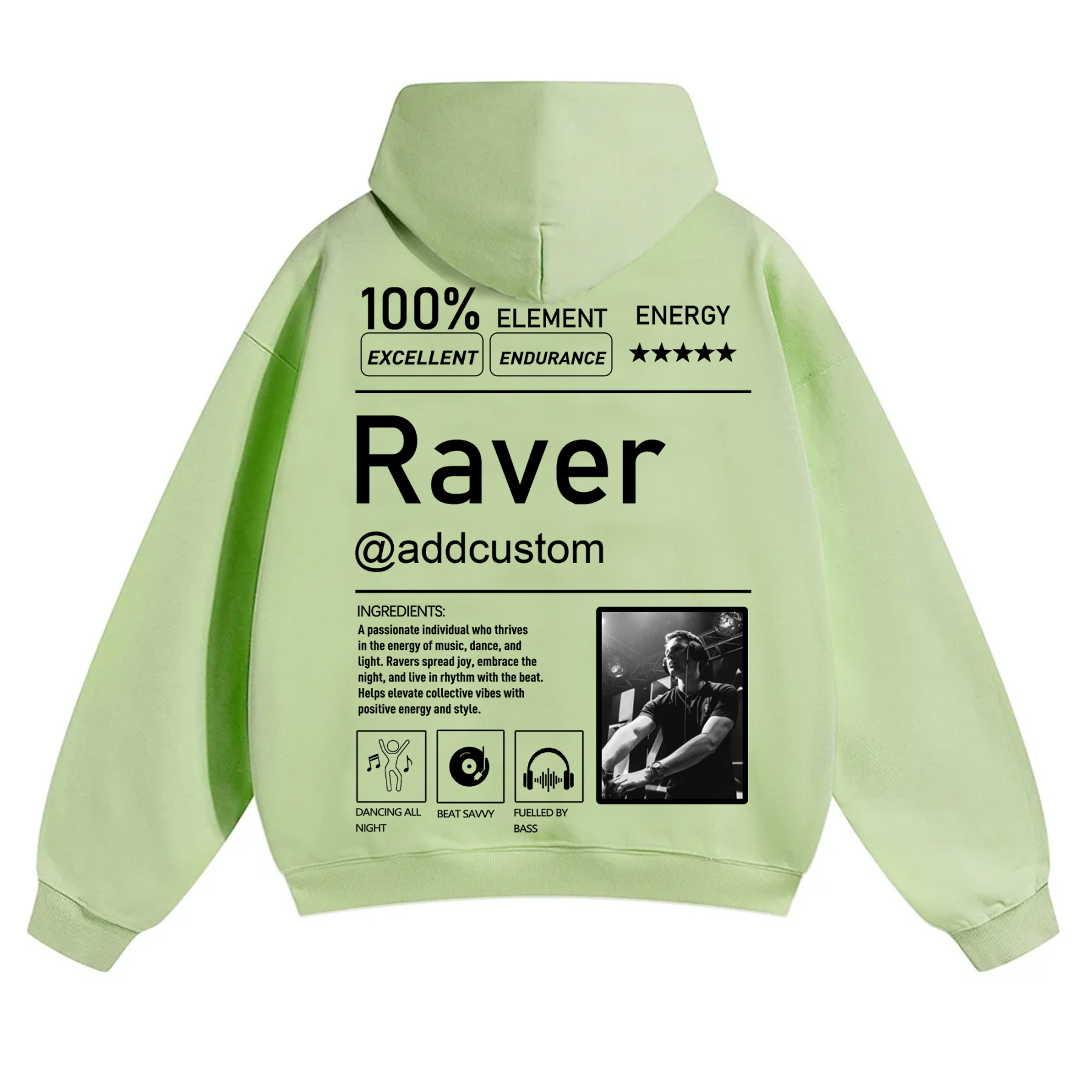 Addcustom Photo Raver Solid Color Hoodie wearishow