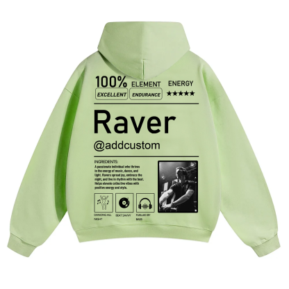 Addcustom Photo Raver Solid Color Hoodie wearishow