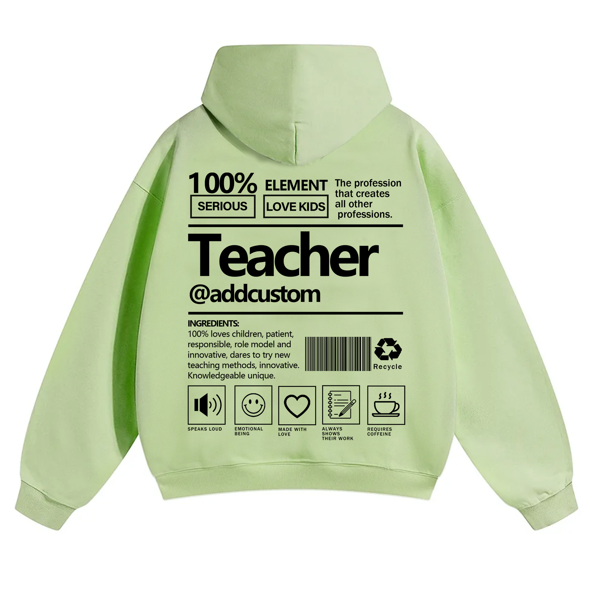 Teacher Addcustom Solid Color Hoodie wearishow